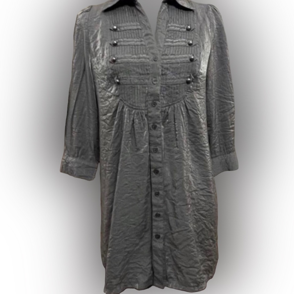 Luxurious Fitted Gray Metallic Top/M